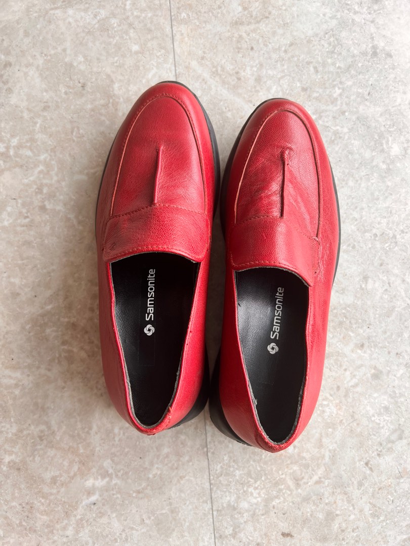 Red loafers shoes