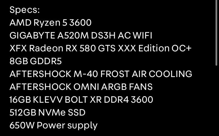 R5 3600 rx 580 outlet