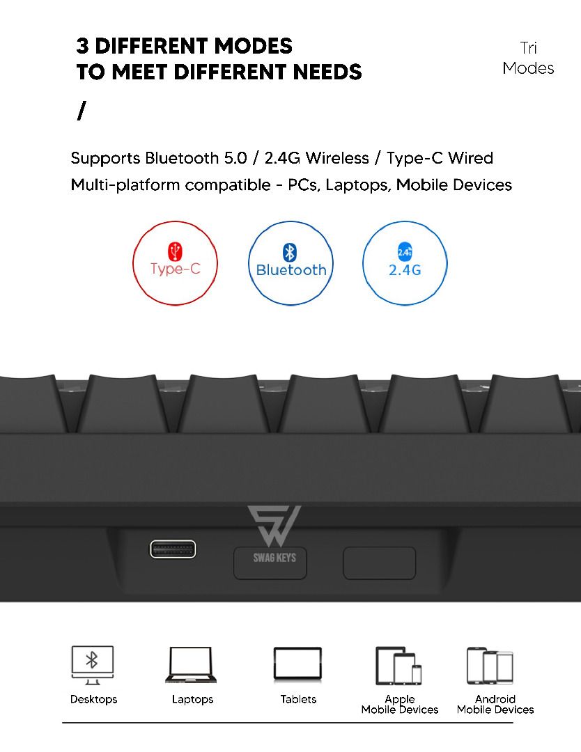 【SG】Royal Kludge G68 - 65% Bluetooth Wireless Wired Mechanical Gaming Keyboard | Tri Mode with 4 Devices | Dynamic RGB Backlit | Hot Swap62863059223811112