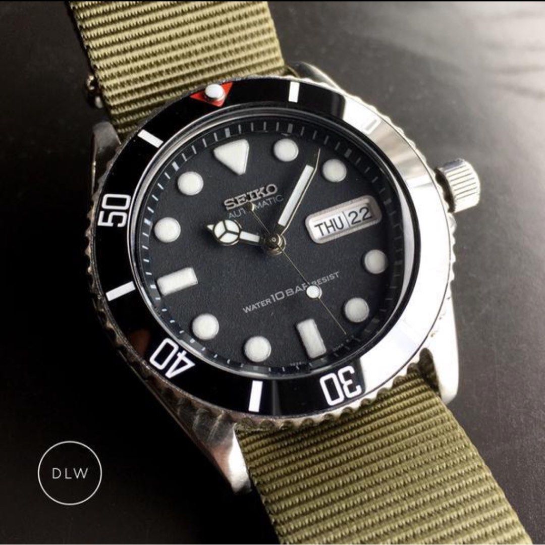 SKX031 SKX033 Seiko Mods Sloped ceramic bezel inserts Sub black vintage red stealth green Mil Spec Men s Fashion Watches Accessories Watches on Carousell