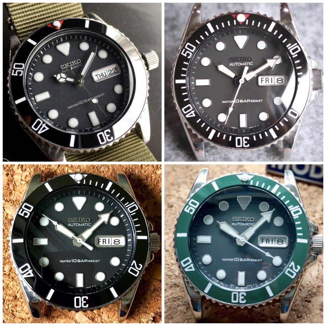 SKX031 SKX033 Seiko Mods Sloped ceramic bezel inserts Sub black vintage red stealth green Mil Spec