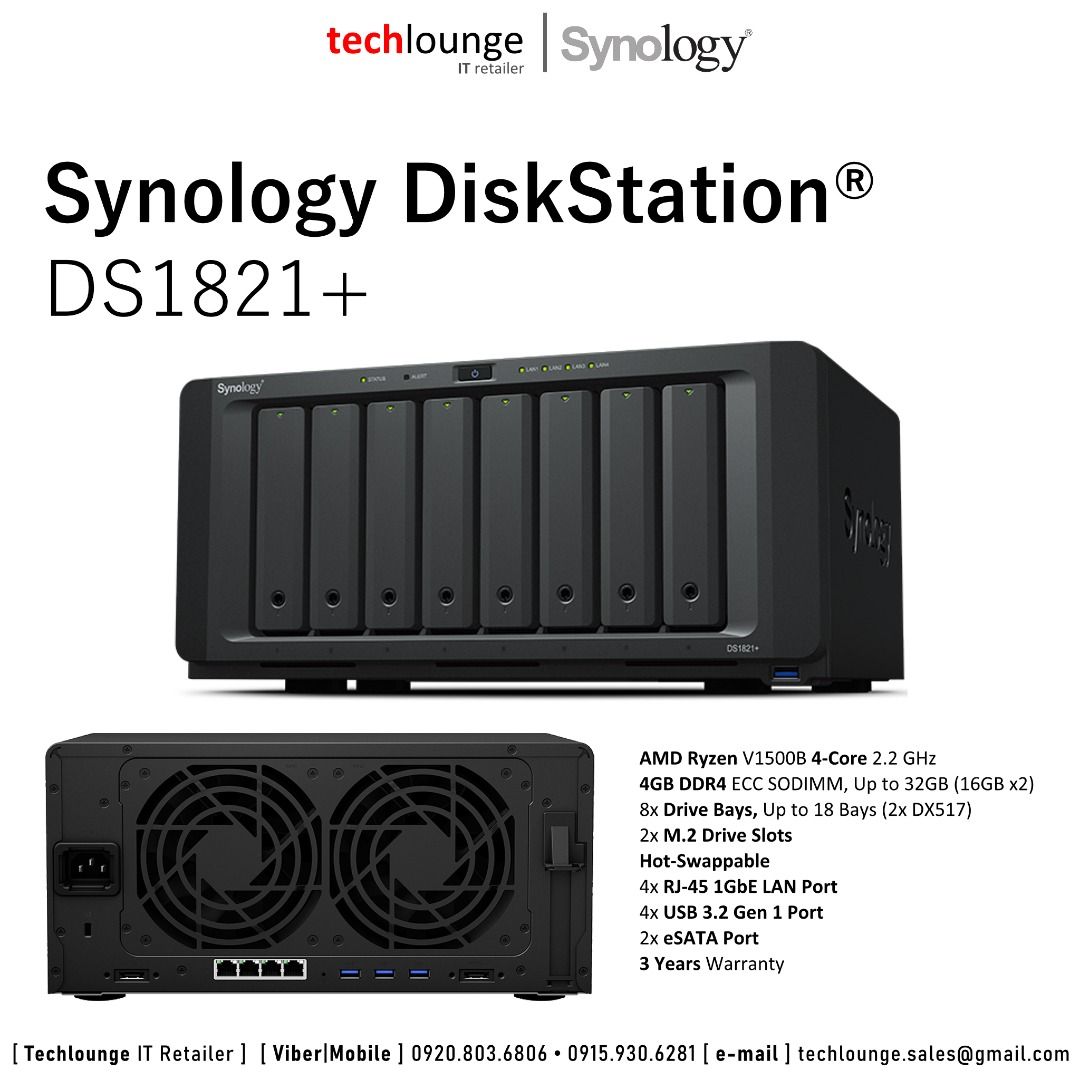 SYNOLOGY DISKSTATION DS1821+ 8BAY NAS Attached Storage