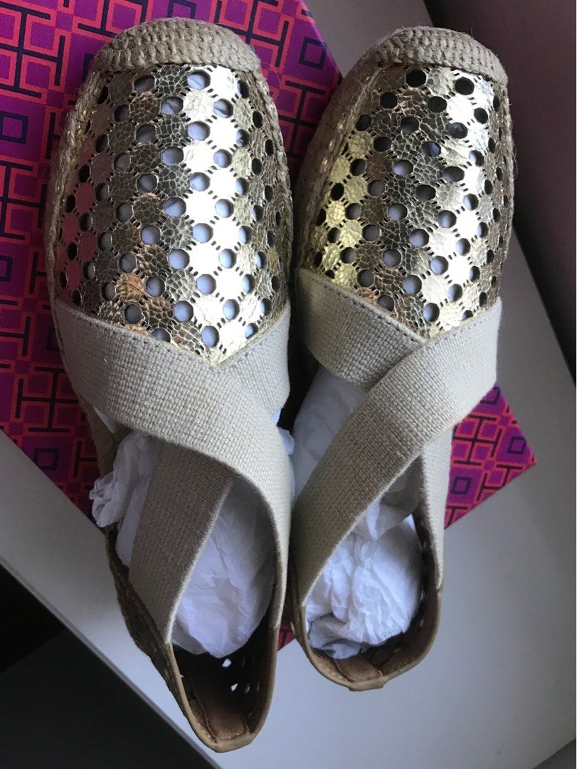 Tory Burch Catalina Perforated Espadrille Leather Sandals Luxury Sneakers Footwear on Carousell