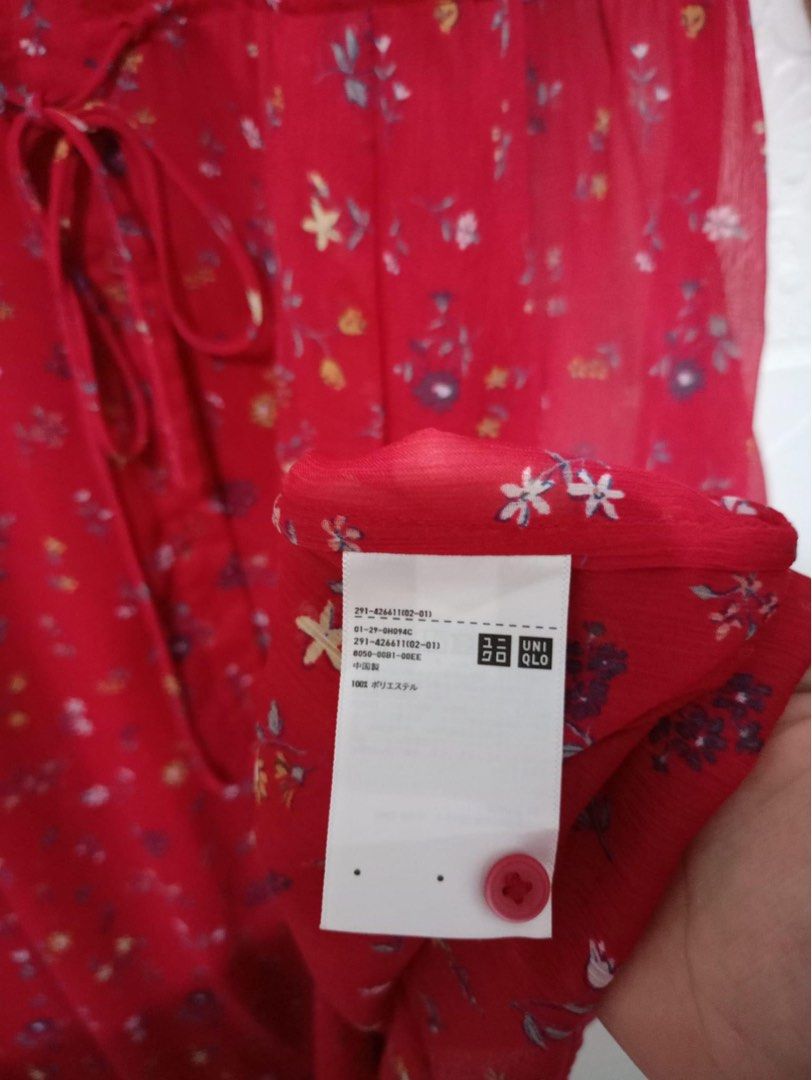 uniqlo joy of print chiffon dress Women's Joy of Print Chiffon Pleated 3/4-Sleeve Dress
