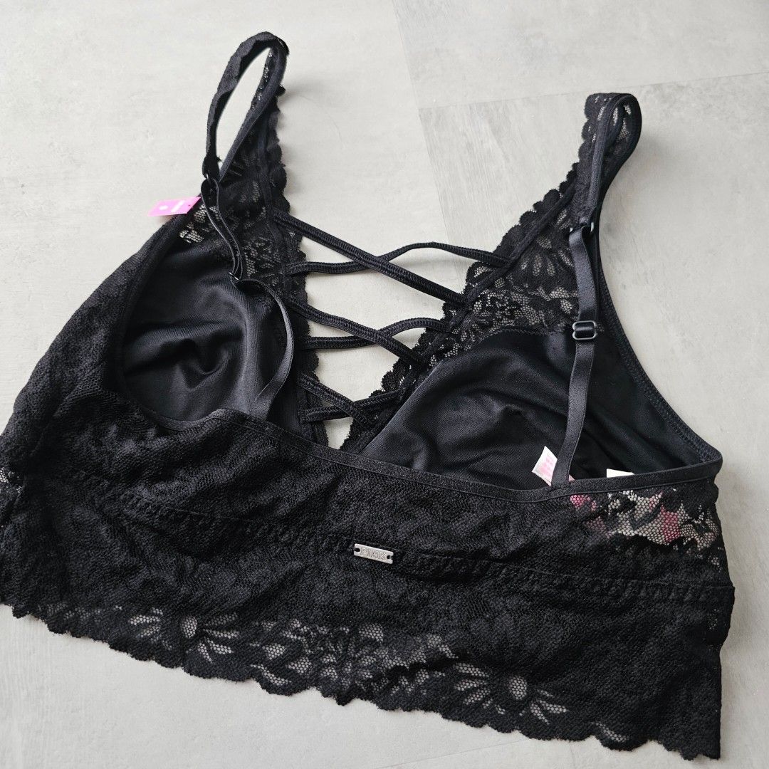 Buy Victoria's Secret Designer Collection Black Pink Lace Bra