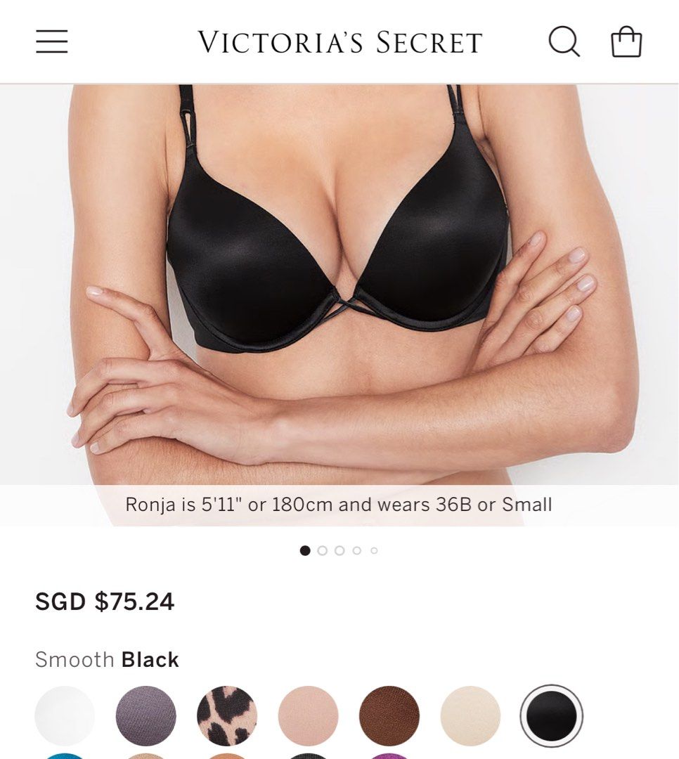 Victoria's Secret Add 2 Cups Bombshell Black Push Up Bra 36B