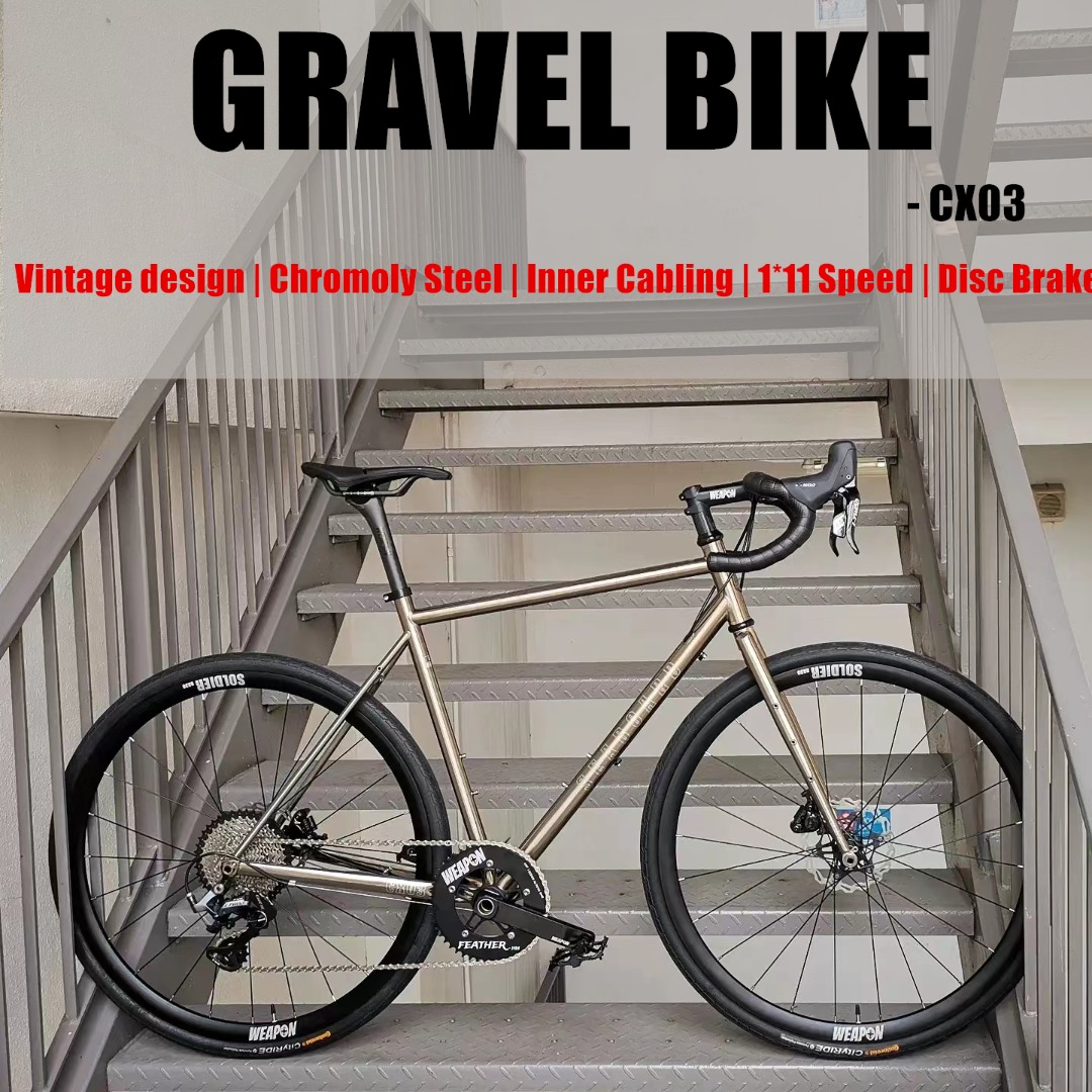 WEAPON CX03 Gravel bike Road bike Touring bike Offroad bike hybrid bike CX03 Frameset 690 Complete bike 1690 Durable chromoly steel Neat inner