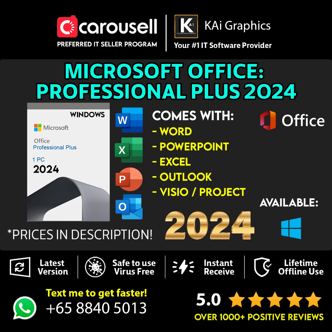 2024 Microsoft Office Professional Plus Lifetime Word / Excel / PowerPoint (Windows / MAC
