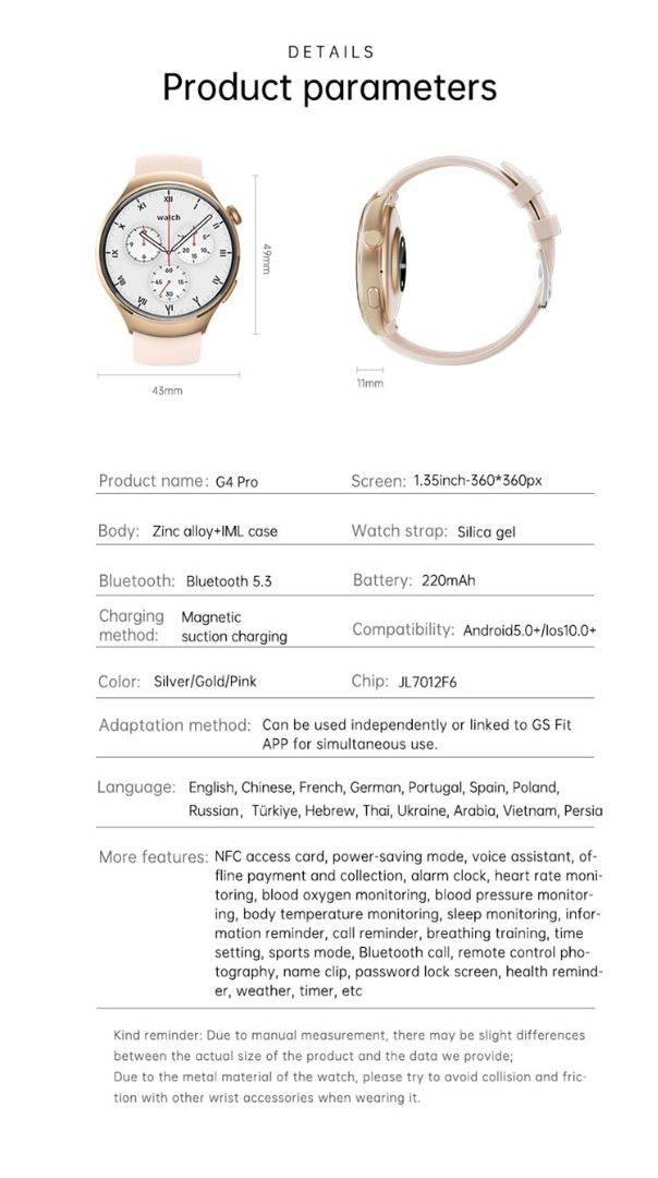Brand New G4 Pro Smart Watch Bluetooth call 100 Sport Modes Store Pickup Same Day Delivery