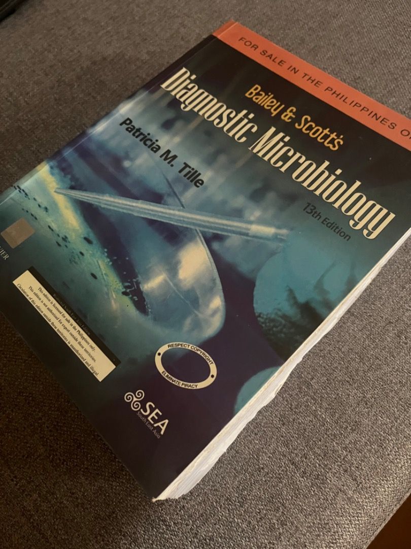 Bailey & Scott’s Diagnostic Microbiology 13th ed (Category: Textbooks) located in Manila. Submitted by preloveditems1.ph (Listing ID 1285401197, Image 2). Description: - original not reprinted - with torn pages - RFS: Decluttering Location: España Payment: Gcash Shipping: Shouldered by buyer Pm for inquiries.