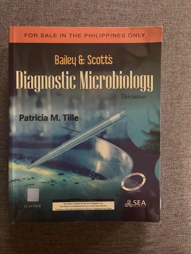 Bailey & Scott’s Diagnostic Microbiology 13th ed (Category: Textbooks) located in Manila. Submitted by preloveditems1.ph (Listing ID 1285401197, Image 1). Description: - original not reprinted - with torn pages - RFS: Decluttering Location: España Payment: Gcash Shipping: Shouldered by buyer Pm for inquiries.