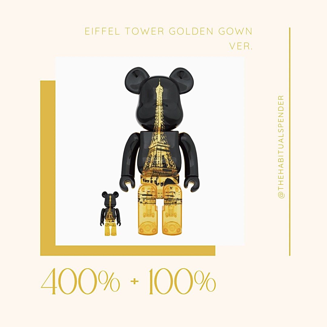 Bearbrick Eiffel Tower Golden Gown 400% & 100% Ver., Hobbies ...