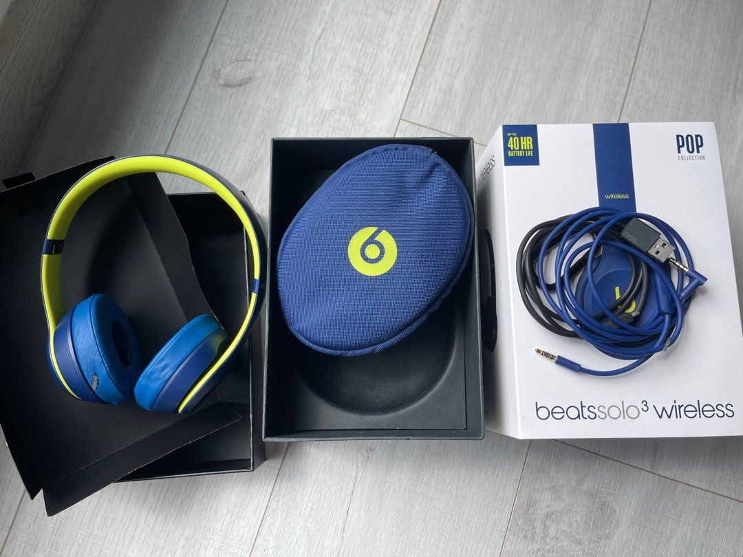 Beats Solo 3 Wireless POP Indigo Audio Headphones Headsets on