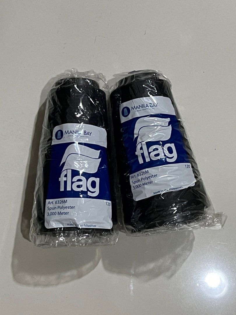 Black thread (Flag) (Category: Craft Supplies & Tools) located in Manila. Submitted by rheisells_ (Listing ID 1285421776, Image 1). Description: Flag thread Spun Polyester (2 for ₱125).