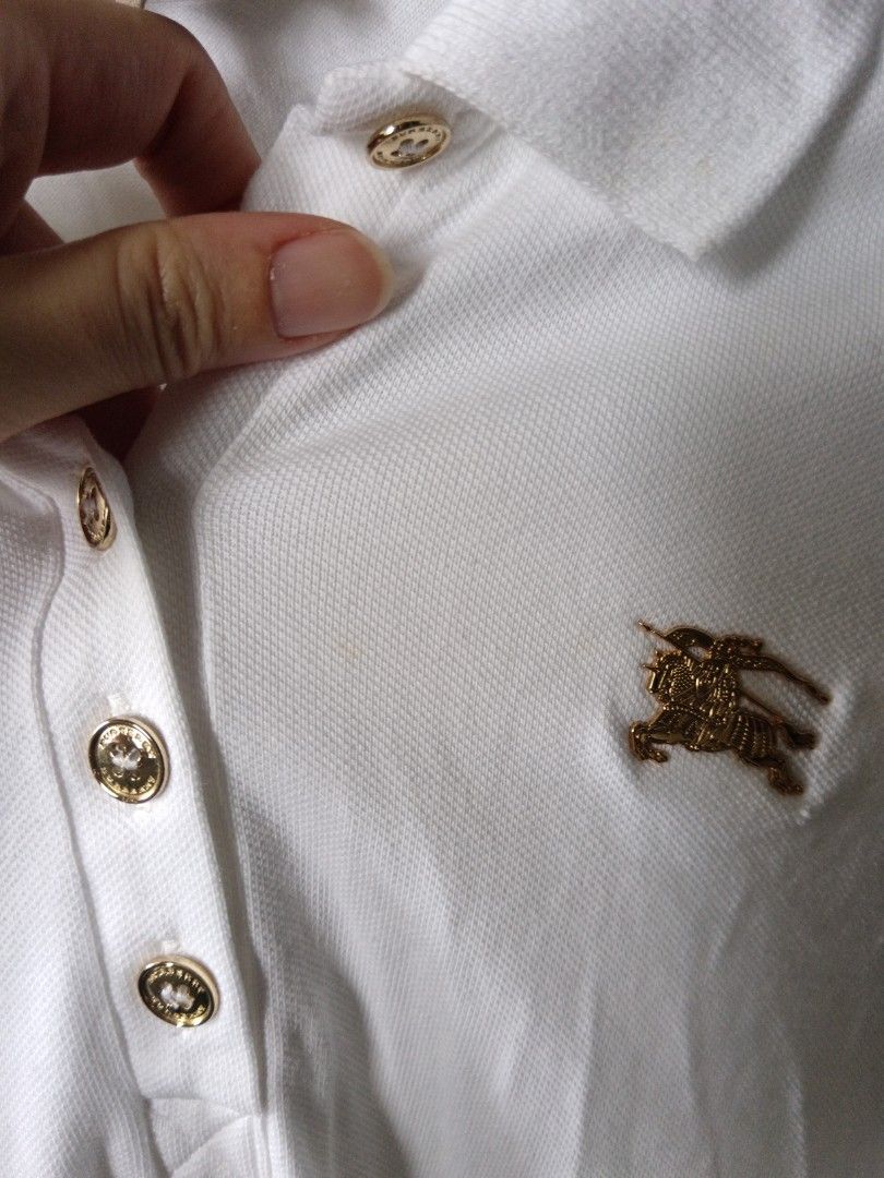 Burberry London England White long sleeve polo tee