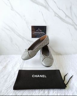 Chanel Lambskin Quilted CC Cap Toe Ballerina Flats