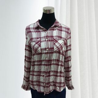 Charlotte russe plaid button down longsleeve wome's casual blouse