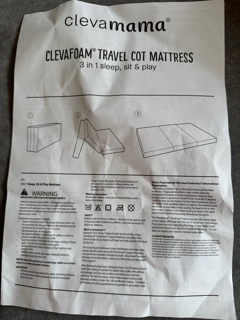 Clevamama Travel Cot Mattress