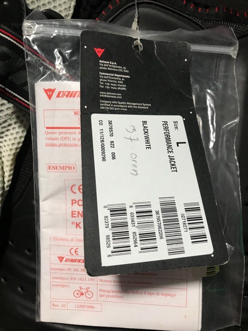 Dainese sales jacket size