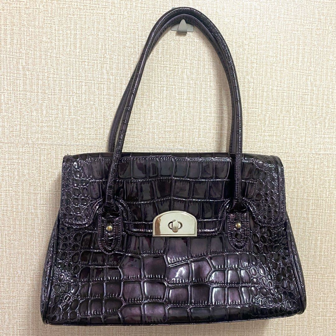 Debenhams Purple Croc Skin Design Flap Shoulder Bag, Luxury, Bags & Wallets  on Carousell