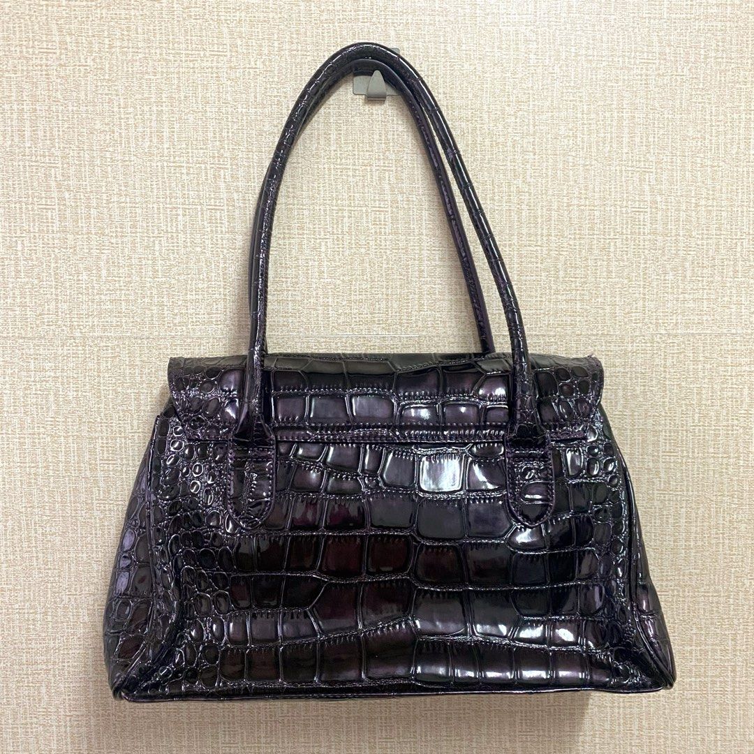 Debenhams Purple Croc Skin Design Flap Shoulder Bag