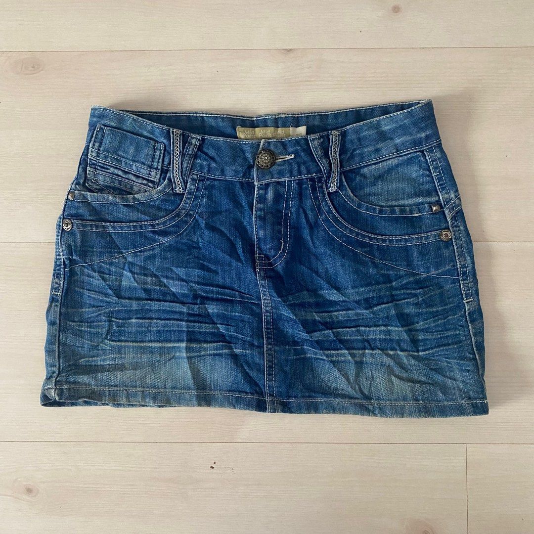 Denim mini skirt - Women's fashion