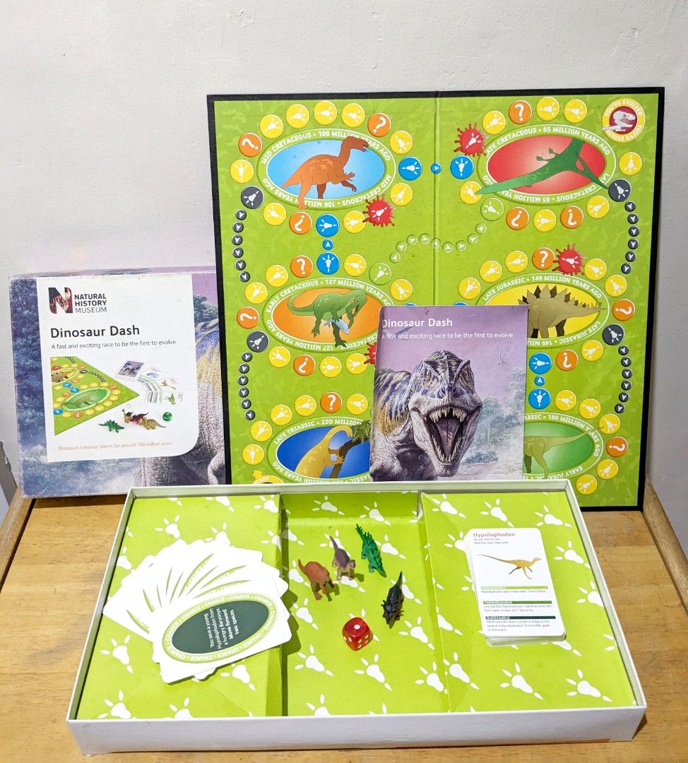 Dinosaur Dash (Category: In-Game Products) located in Manila. Submitted by little_ek_house (Listing ID 1284903716, Image 3). Description: Dinosaur Dash UK Imported Complete 💰Price: 700pesos 💰 Using images from the Natural History Museum, Dinosaur Dash is a game where players evolve their dinosaur playing pieces. Your dinosaurs start in the Triassic Period and ultimately can reach the end in the Cretaceous Period while continually evolving. The 