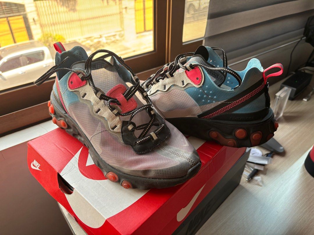 nike react element 87 solar red on feet