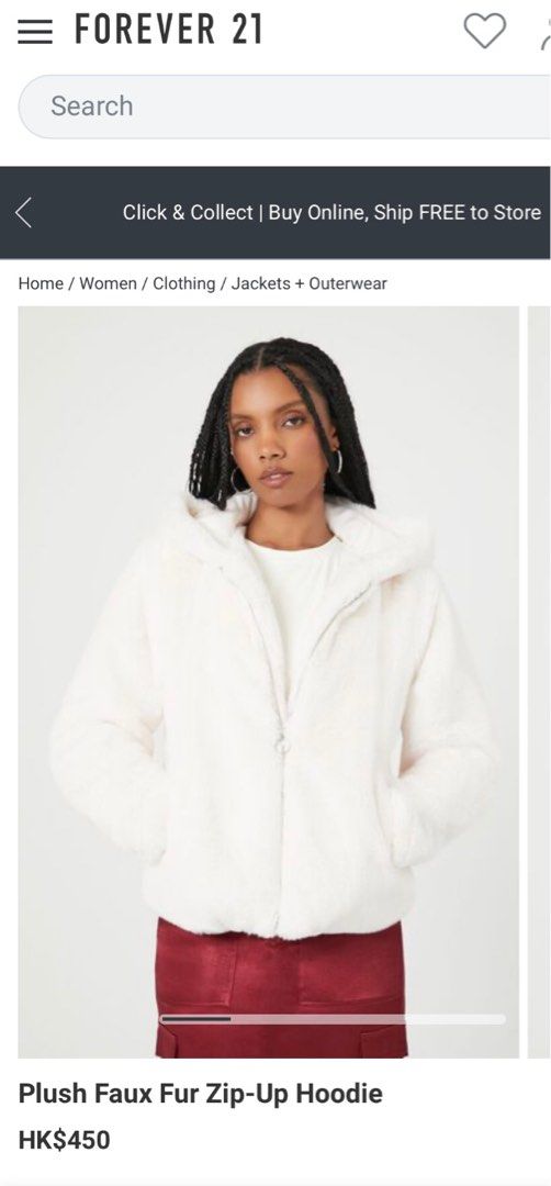Forever 21 faux fur hooded jacket top
