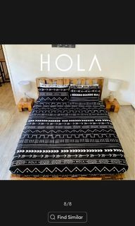 Hola Black Bohemian 36x75 Single Bedsheet with 2 pillowcase