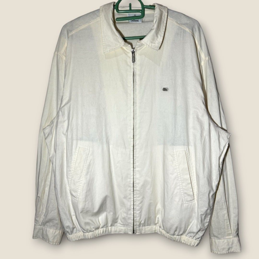 Lacoste Cream Harrington Jacket Metal Pin (Category: Coats, Jackets and Outerwear) located in Mandaluyong City. Submitted by FreshFoldsPh (Listing ID 1285366704, Image 1). Description: PRODUCT DESCRIPTION: Lacoste Cream Harrington Jacket Metal Pin ₱3000 + SF Size: Medium-Large Dimensions: Width: 26" Length: 25" Sleeves: 26" Fit to cuff: 4" Legitimacy: Authentic Conditions: Color Rate: 9/10 Like New ALL ITEMS ARE THRIFTED/OWNED PLEASE MANAGE YOUR 