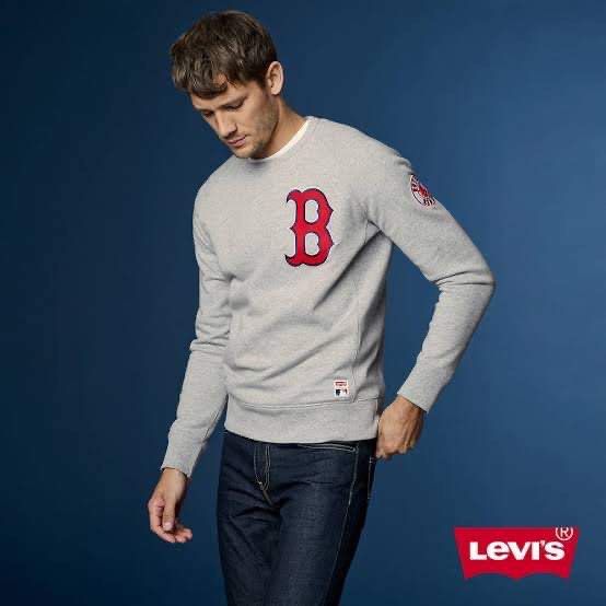 LEVIS x MLB BOSTON RED SOX HEATHERED GREY PULLOVER SWEATSHIRT