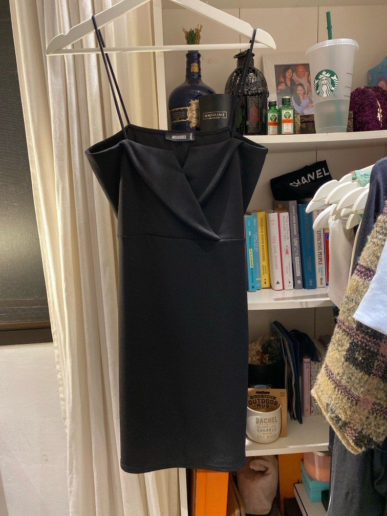 Missguided black wrap dress outlet
