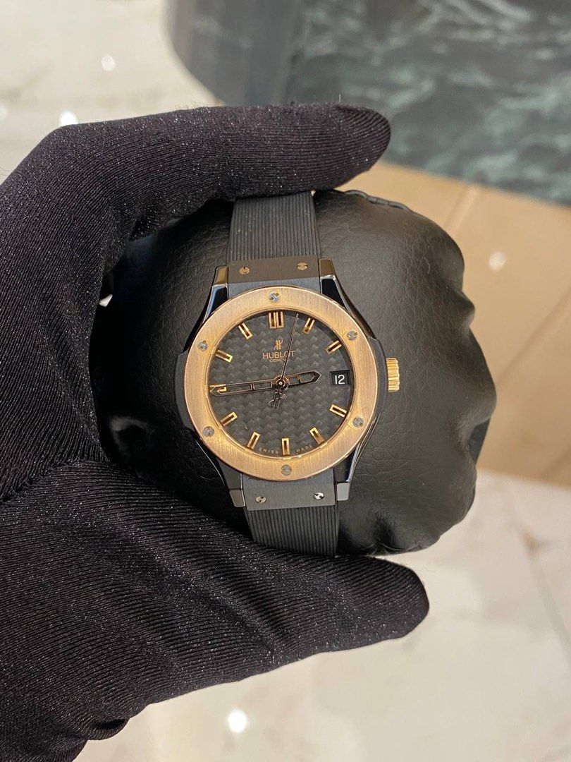 NEW YEAR SALE HUBLOT CLASSIC FUSION LADY 18K 750 ROSE GOLD CERAMIC 33MM QUARTZ YEAR 2019 WATCH