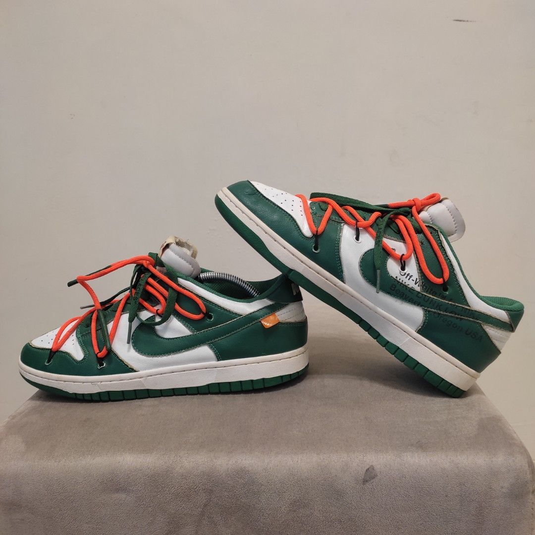 Nike Dunk Low X Off White Pine Green, Tembus UPC Size 44 Insol 280