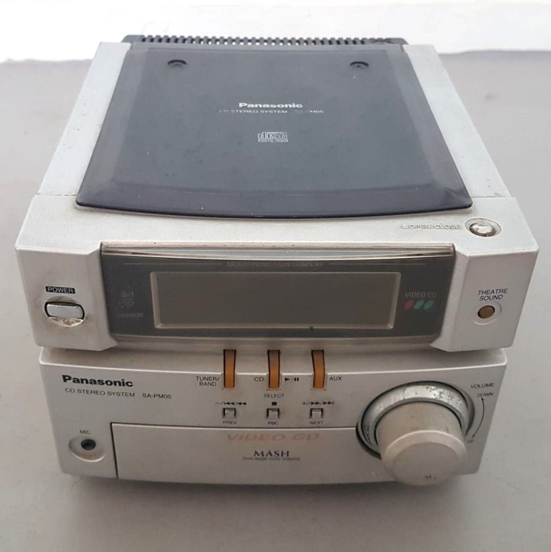 Panasonic RADIO Tuner CD Stereo System Model SA PM05 Video CD MINI HIFI System 55 Watts with AUX input Soundbar Amplifier Professional Home