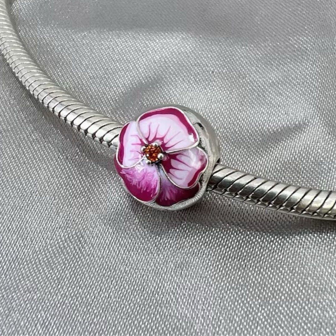 Pandora pink flower clip new arrivals