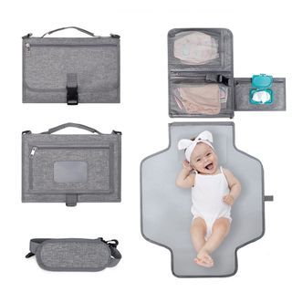 Portable Diaper Changing Pad / Bag with Wet Wipes Pocket and Shoulder Strap