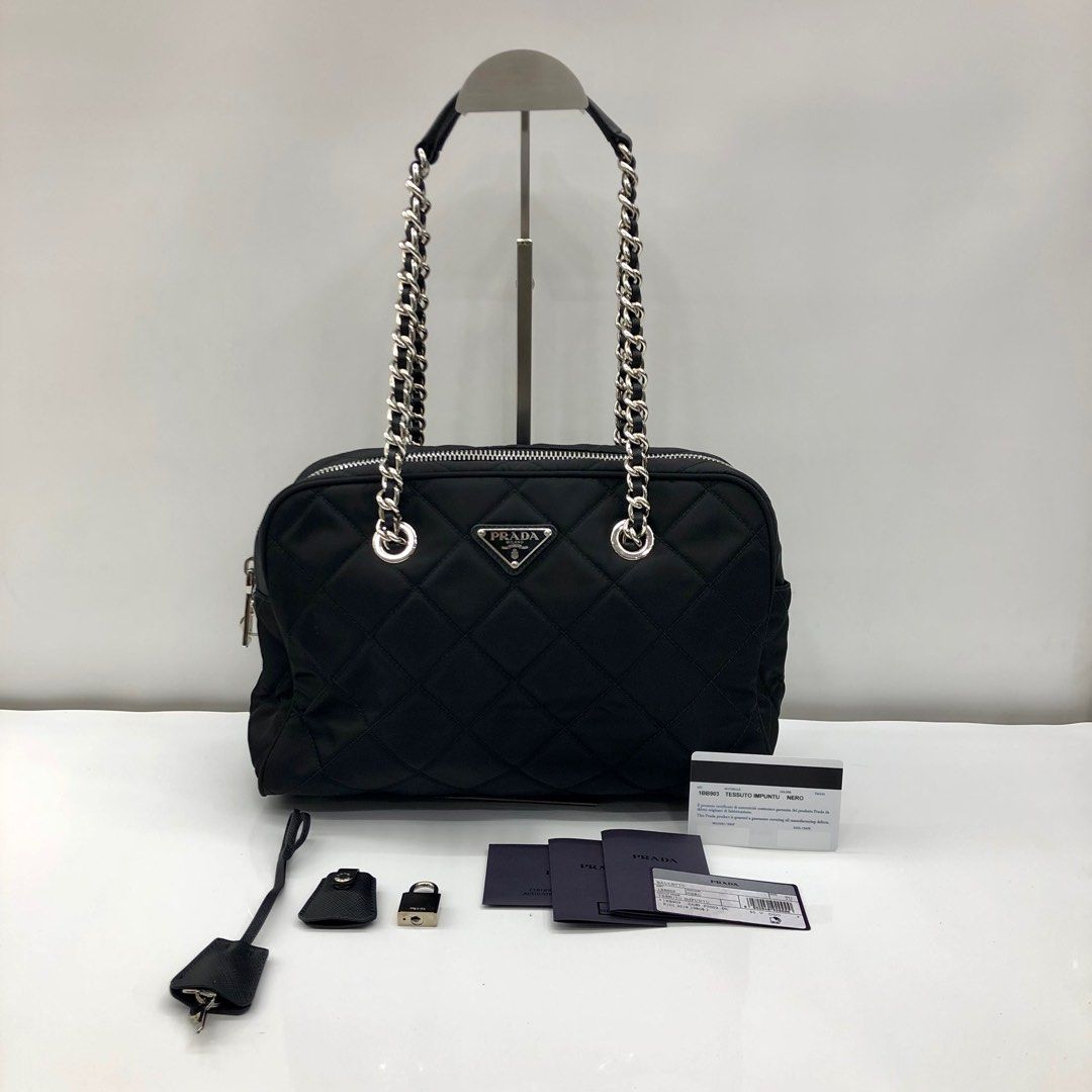PRADA 1BB903 NYLON CHAIN SEMI SHOULDER BAG 247006465 Luxury