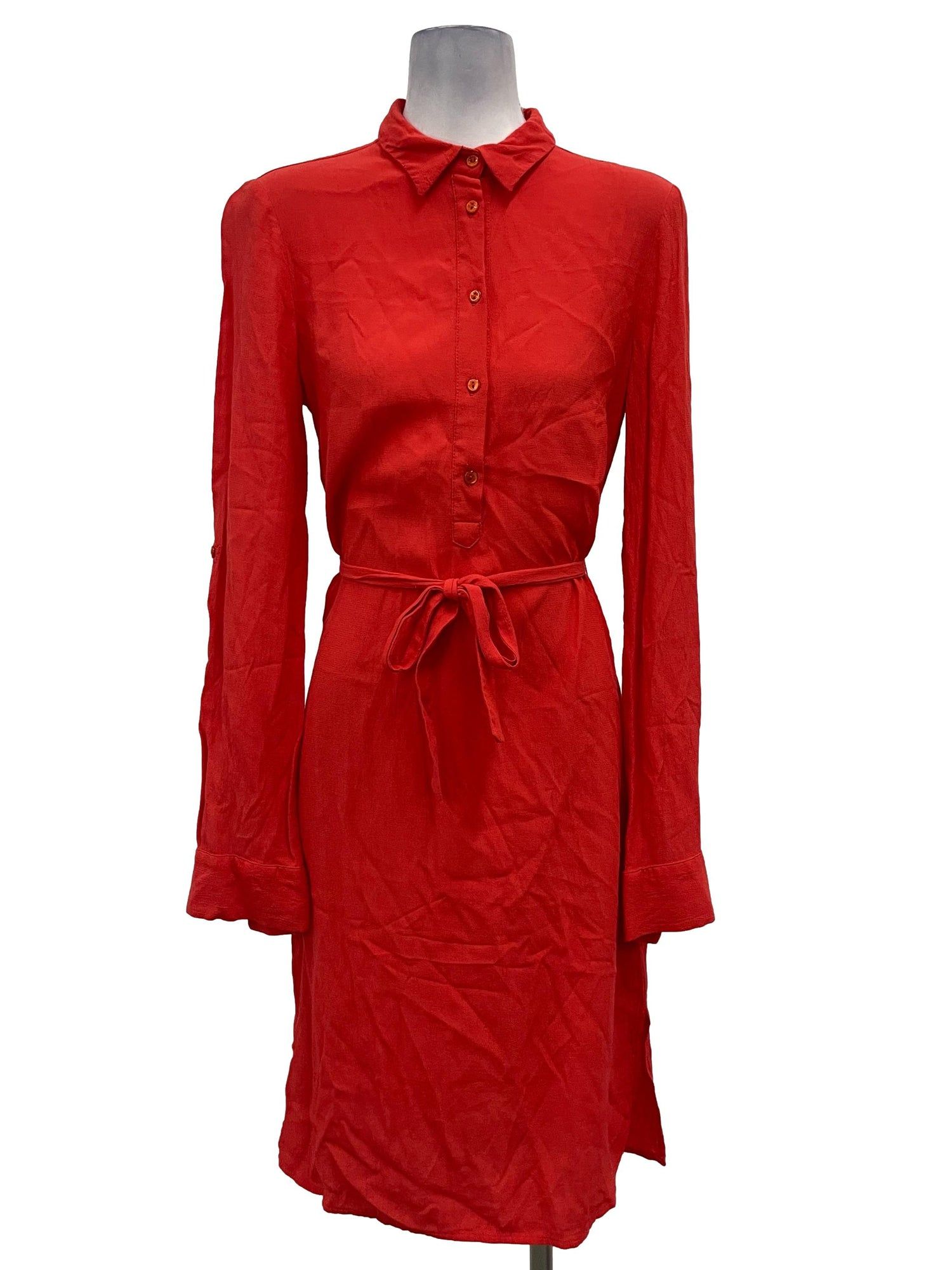 Red long sleeve high neck dress on sale