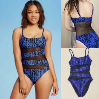(S) SHADE AND SHORE MESH SNAKESKIN ONE PIECE SWIMSUIT