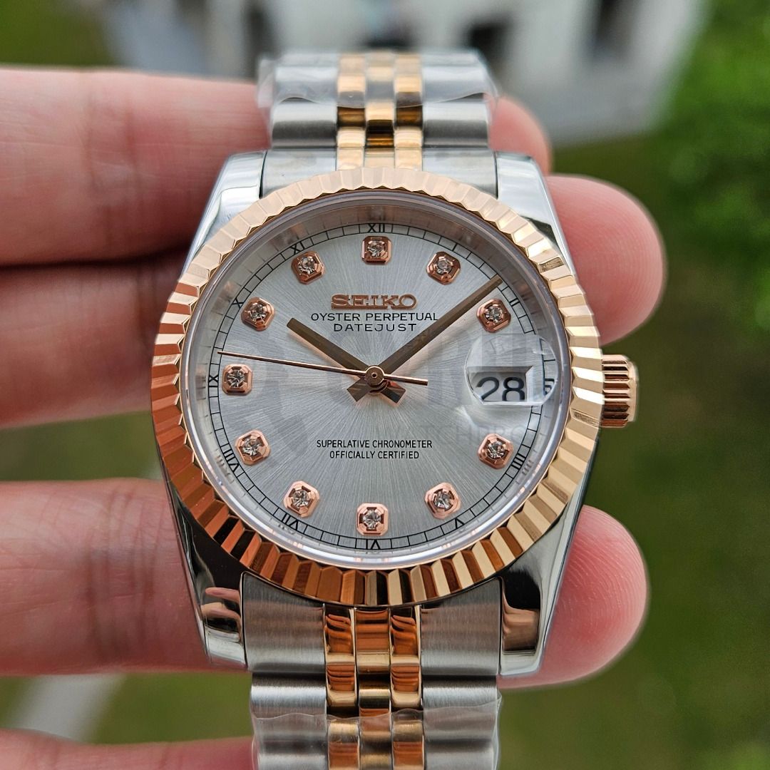 Seiko Mod 36mm Datejust 2 Tone Rose Gold Homage NH35 Automatic Watch Classic Watch Dress Watch Branded Watch