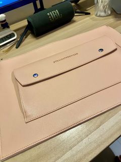Straightforward Leather Laptop Sleeve in Pink/Primrose for up to 14”