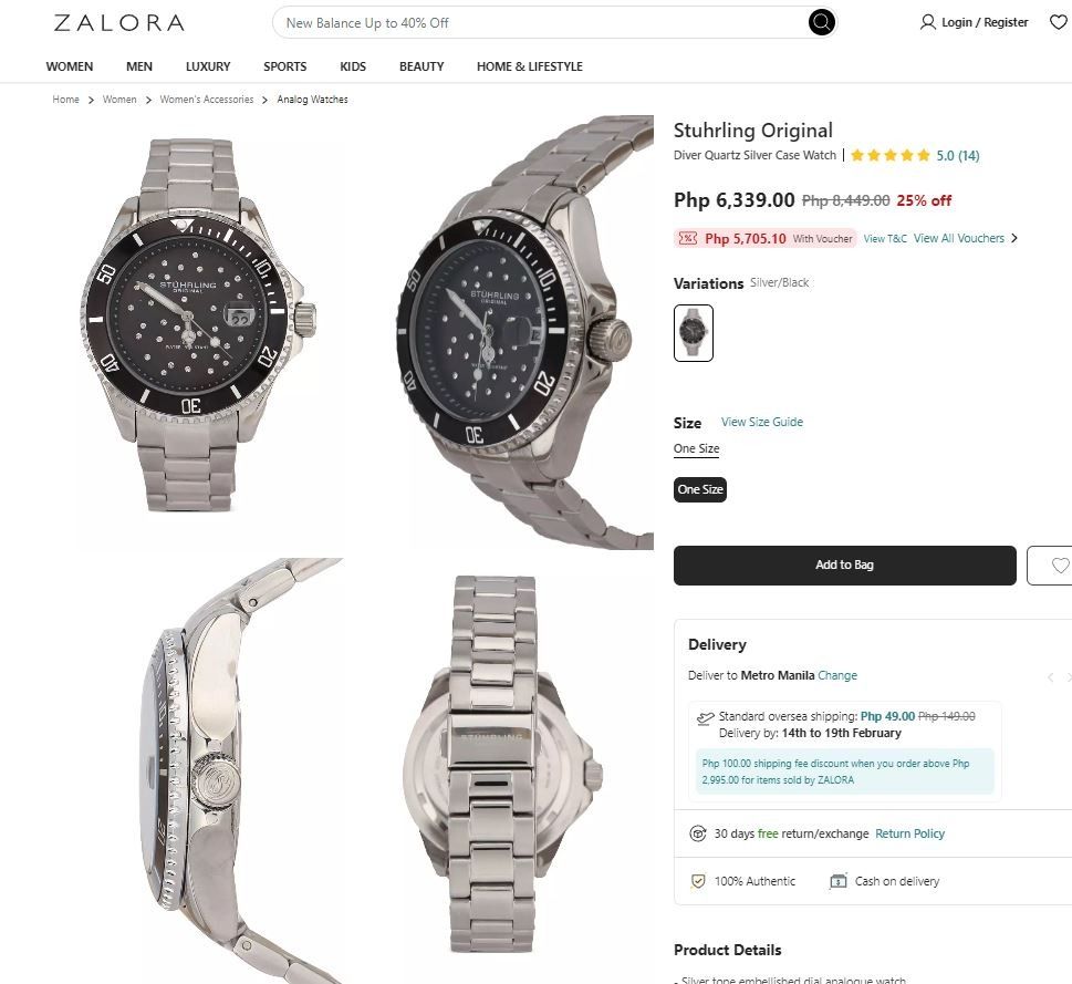 Stuhrling Diver Quartz Silver Case Watch Luxury Watches on Carousell