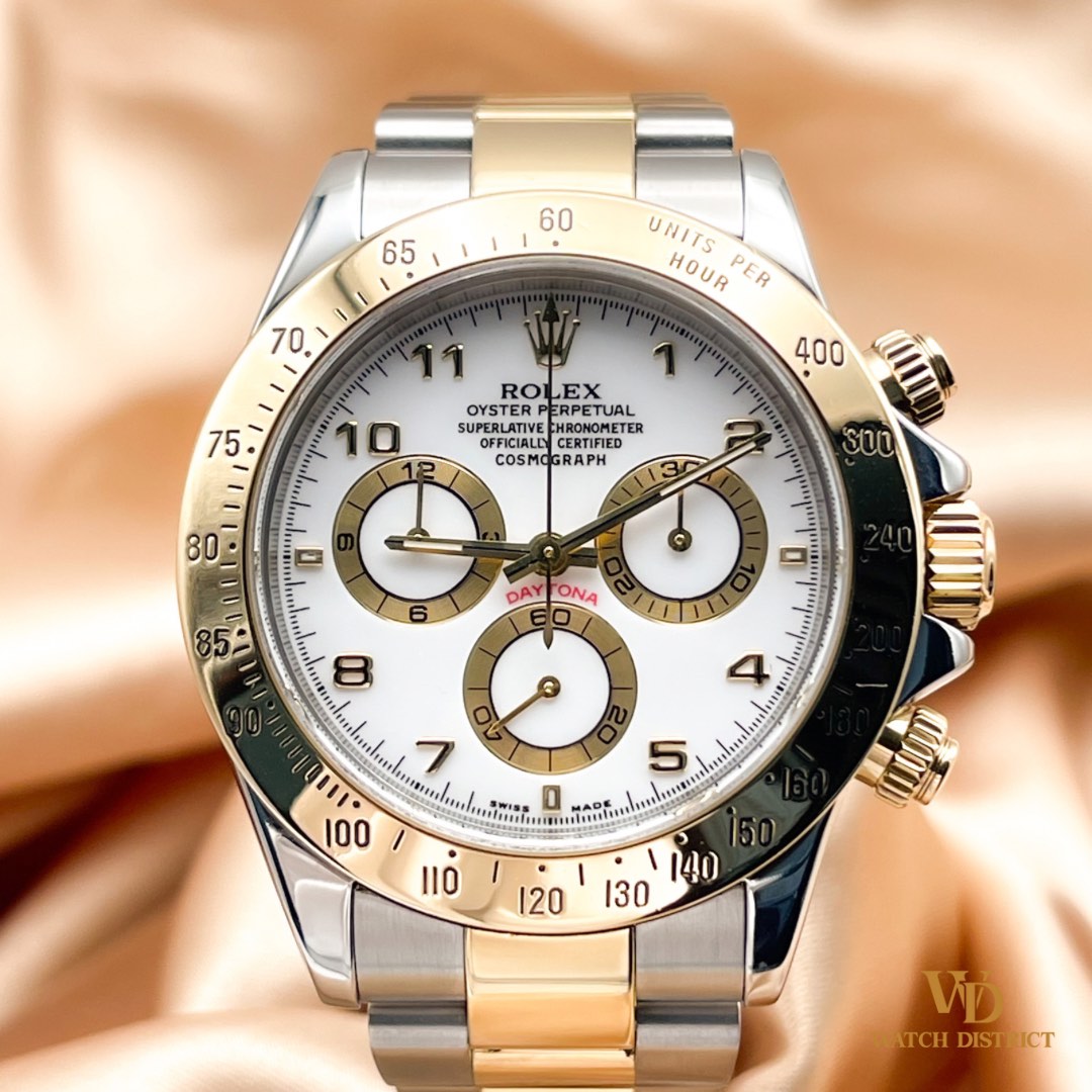 STUNNING Rolex Daytona Half Gold White Arabic Numeral Dial 116523