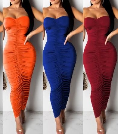 VAZN GOFN 16228 Bandage Bodycon Holiday Night Club Strapless Sexy Slim Young Long Dress 2019 Design Sleeveless dress Women Dress Women s Fashion Dresses Sets Dresses on Carousell