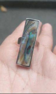 Vintage sterling silver 925 abalone shell ring, size 9