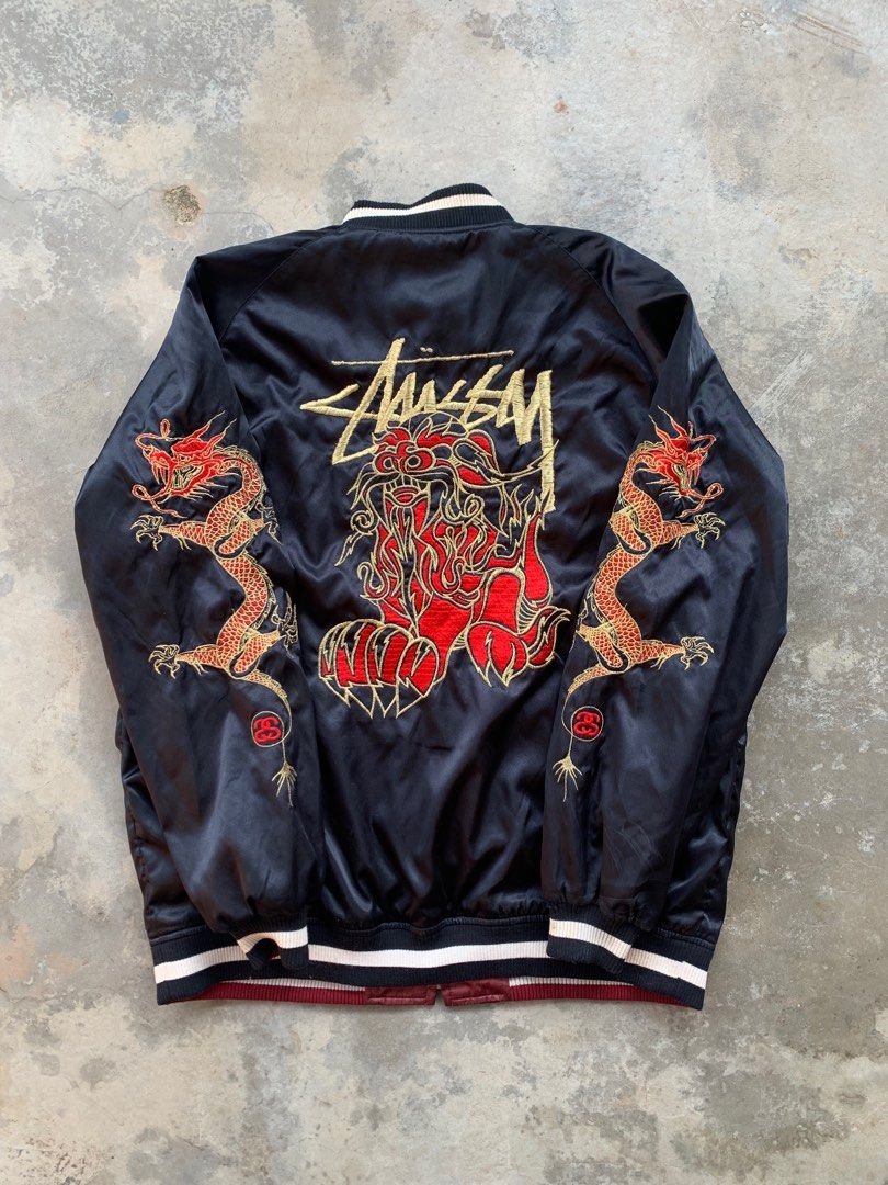 Vintage Stussy 07AW Leo X Dragon Sukajan Jacket, Men's Fashion
