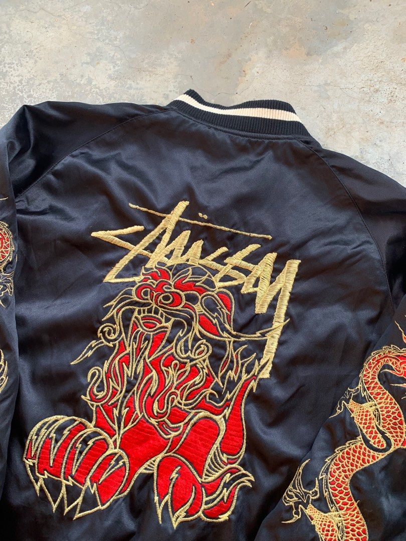 Vintage Stussy 07AW Leo X Dragon Sukajan Jacket, Men's Fashion