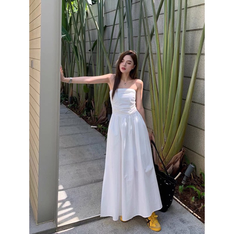 white tube maxi dress